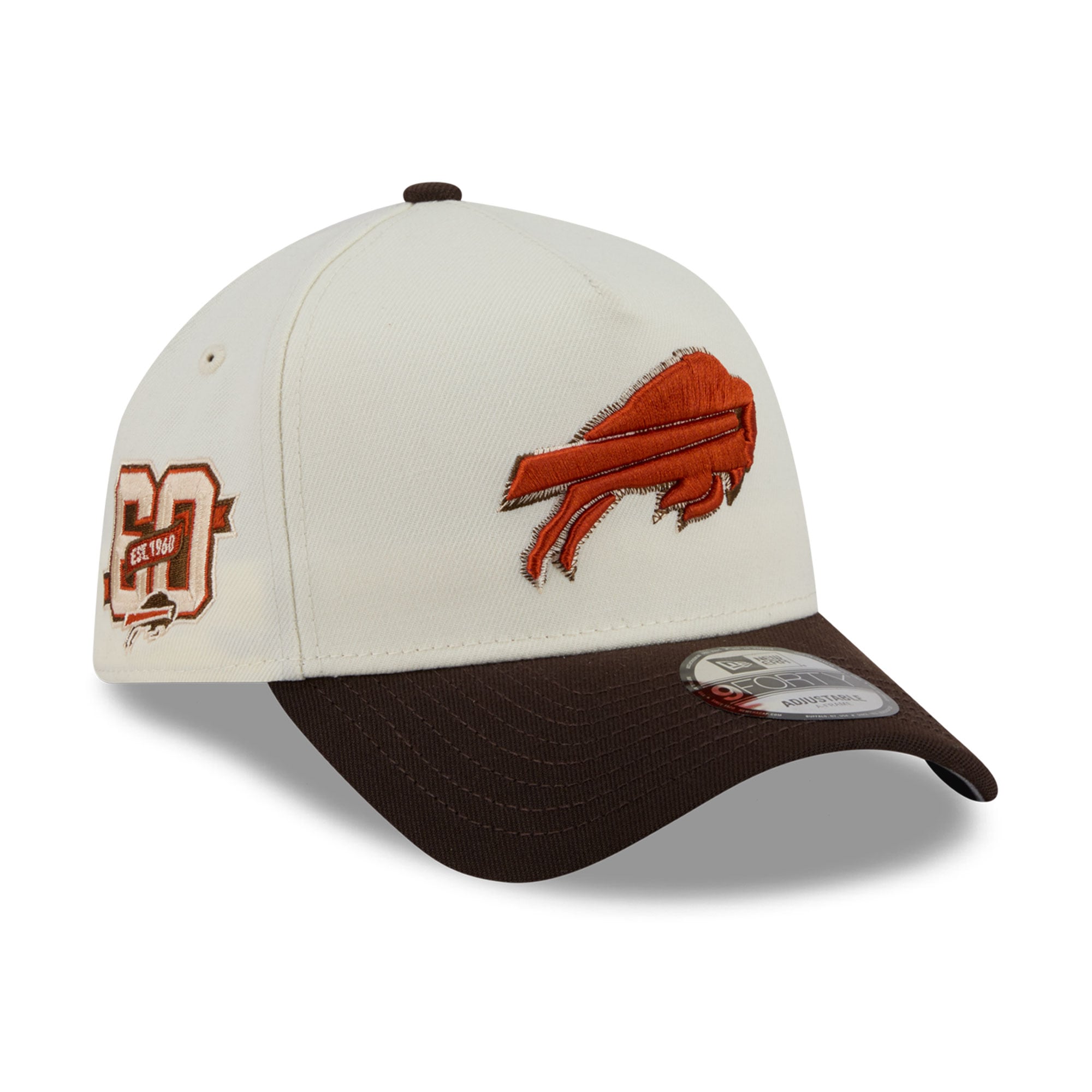 Men's New Era Cream/Brown Buffalo Bills Pumpkin Spice A-Frame 9FORTY Adjustable Hat