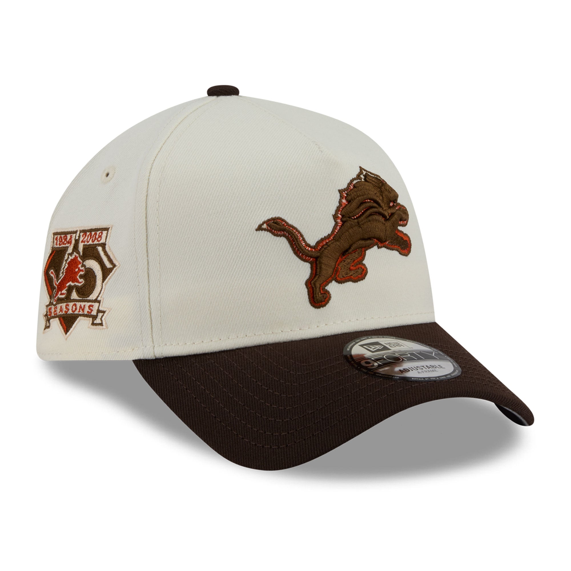 Men's New Era Cream/Brown Detroit Lions Pumpkin Spice A-Frame 9FORTY Adjustable Hat