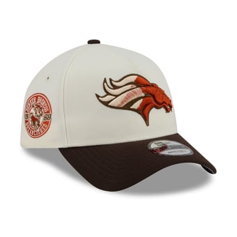 Men's New Era Cream/Brown Denver Broncos Pumpkin Spice A-Frame 9FORTY Adjustable Hat