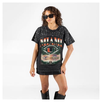 Women's Gameday Couture Black Miami Hurricanes Dream Big Washed Micro Rhinestone T-Shirt