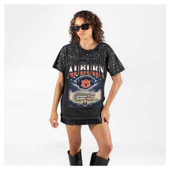Women's Gameday Couture Black Auburn Tigers Dream Big Washed Micro Rhinestone T-Shirt