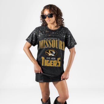 Women's Gameday Couture Black Missouri Tigers In the Zone Washed Micro Rhinestone T-Shirt