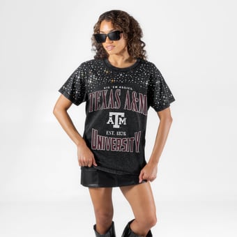 Women's Gameday Couture Black Texas A&M Aggies In the Zone Washed Micro Rhinestone T-Shirt