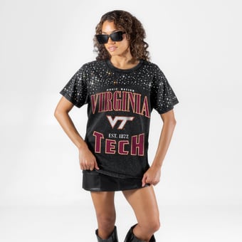 Women's Gameday Couture Black Virginia Tech Hokies In the Zone Washed Micro Rhinestone T-Shirt