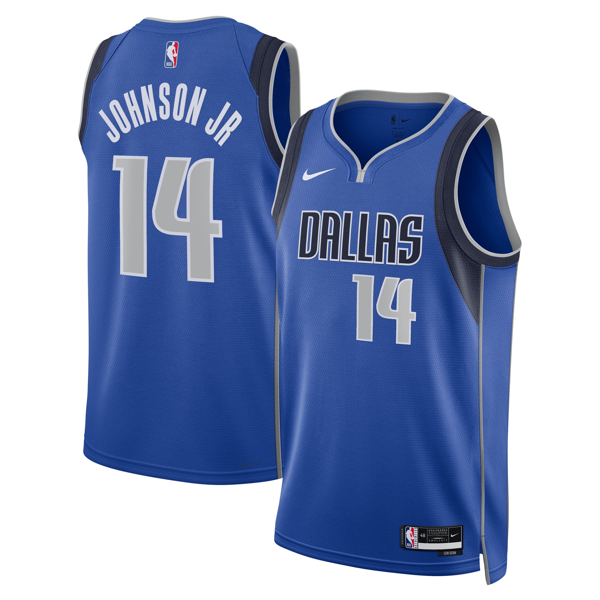 Camiseta Nike Icon Swingman de los Dallas Mavericks - Azul - Morez Johnson Jr. - Unisex