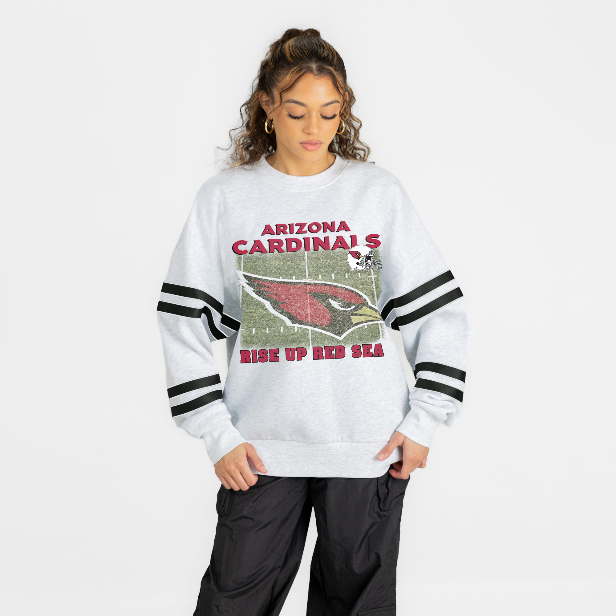 Women's Gameday Couture Ash Arizona Cardinals Off the Grid Oversized Fleece Sweatshirt
