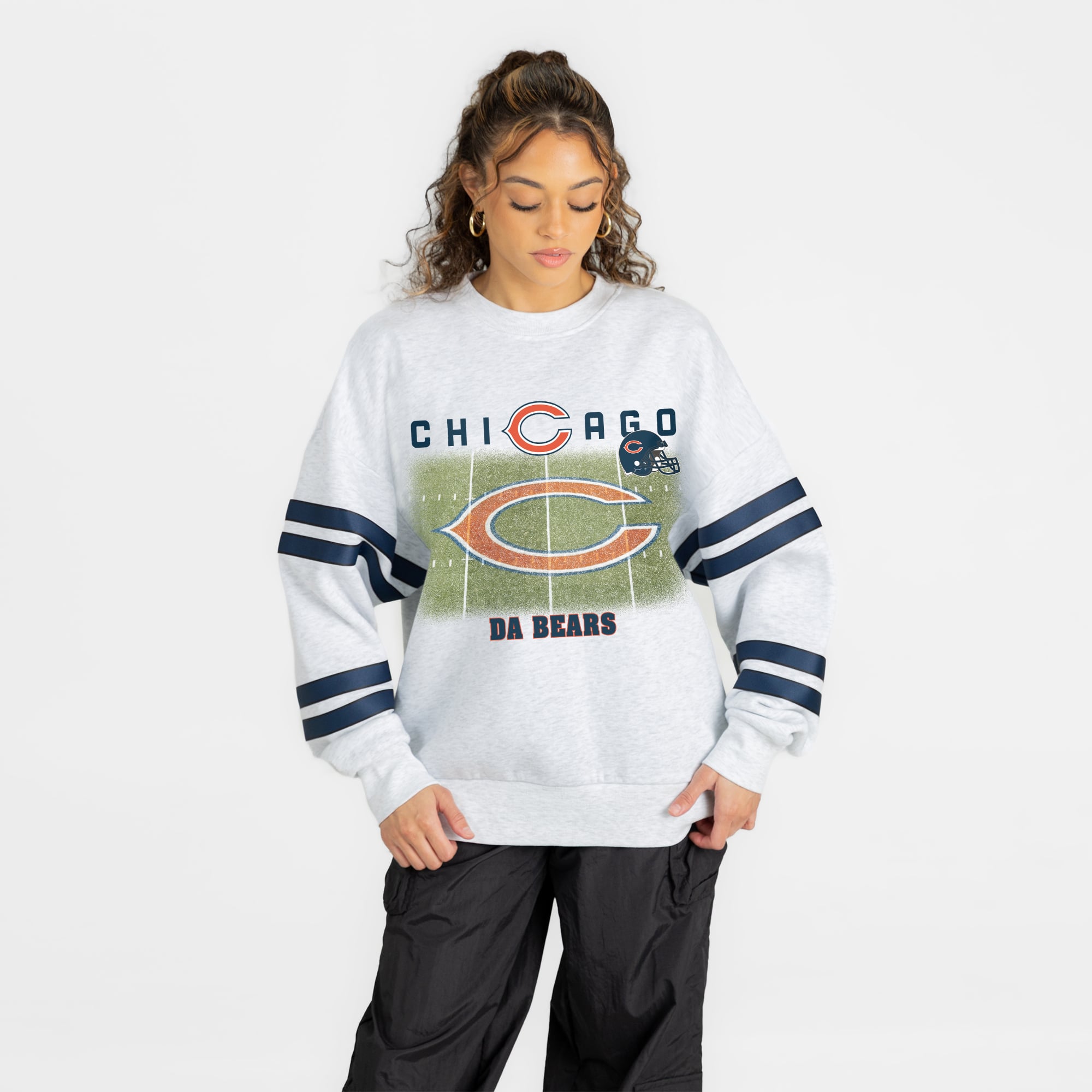 Women’s Gameday Couture Ash Chicago Bears Off the Grid Oversized Fleece Sweatshirt
