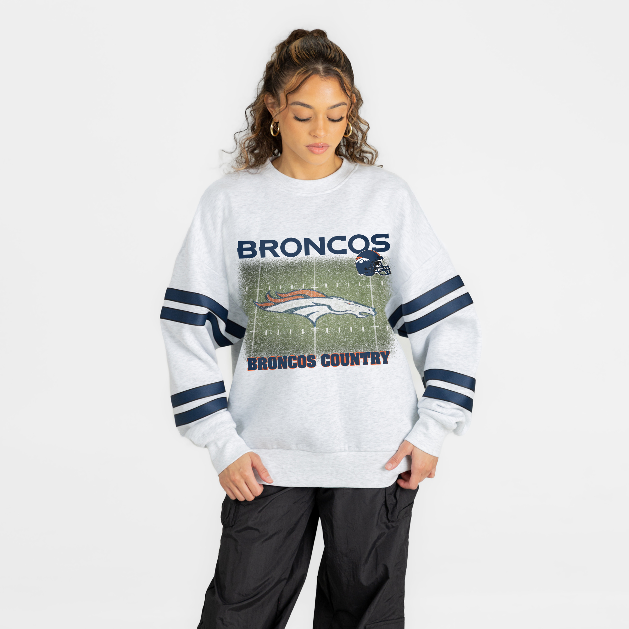 Gameday Couture Women's Ash Denver Broncos Off the Grid Oversized Fleece Sweatshirt - Ash, Navy
