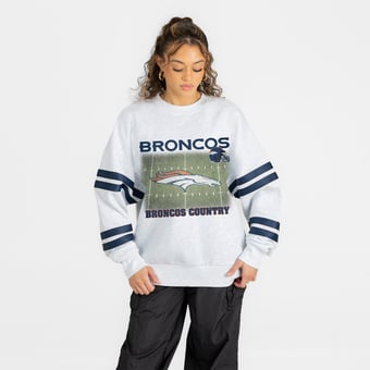 Women's Gameday Couture Ash Denver Broncos Off the Grid Oversized Fleece Sweatshirt
