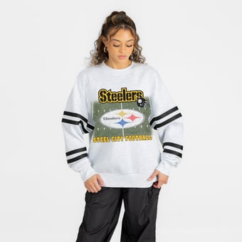 Women's Gameday Couture Ash Pittsburgh Steelers Off the Grid Oversized Fleece Sweatshirt