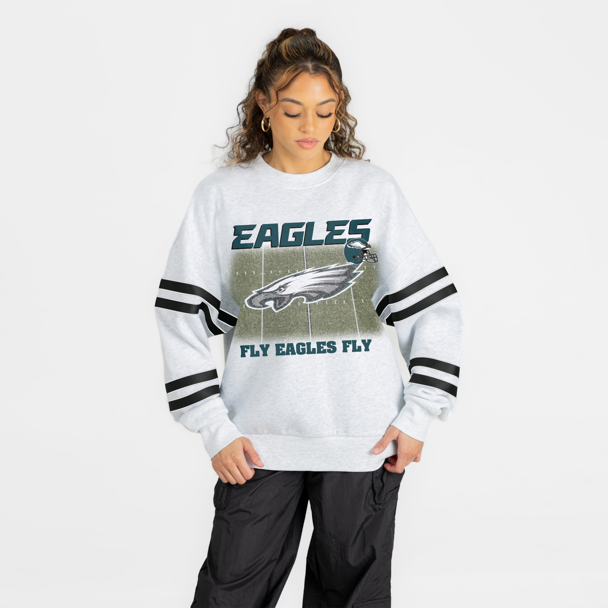 Women's Gameday Couture Ash Philadelphia Eagles Off the Grid Oversized Fleece Sweatshirt