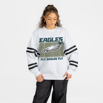 Women's Gameday Couture Ash Philadelphia Eagles Off the Grid Oversized Fleece Sweatshirt