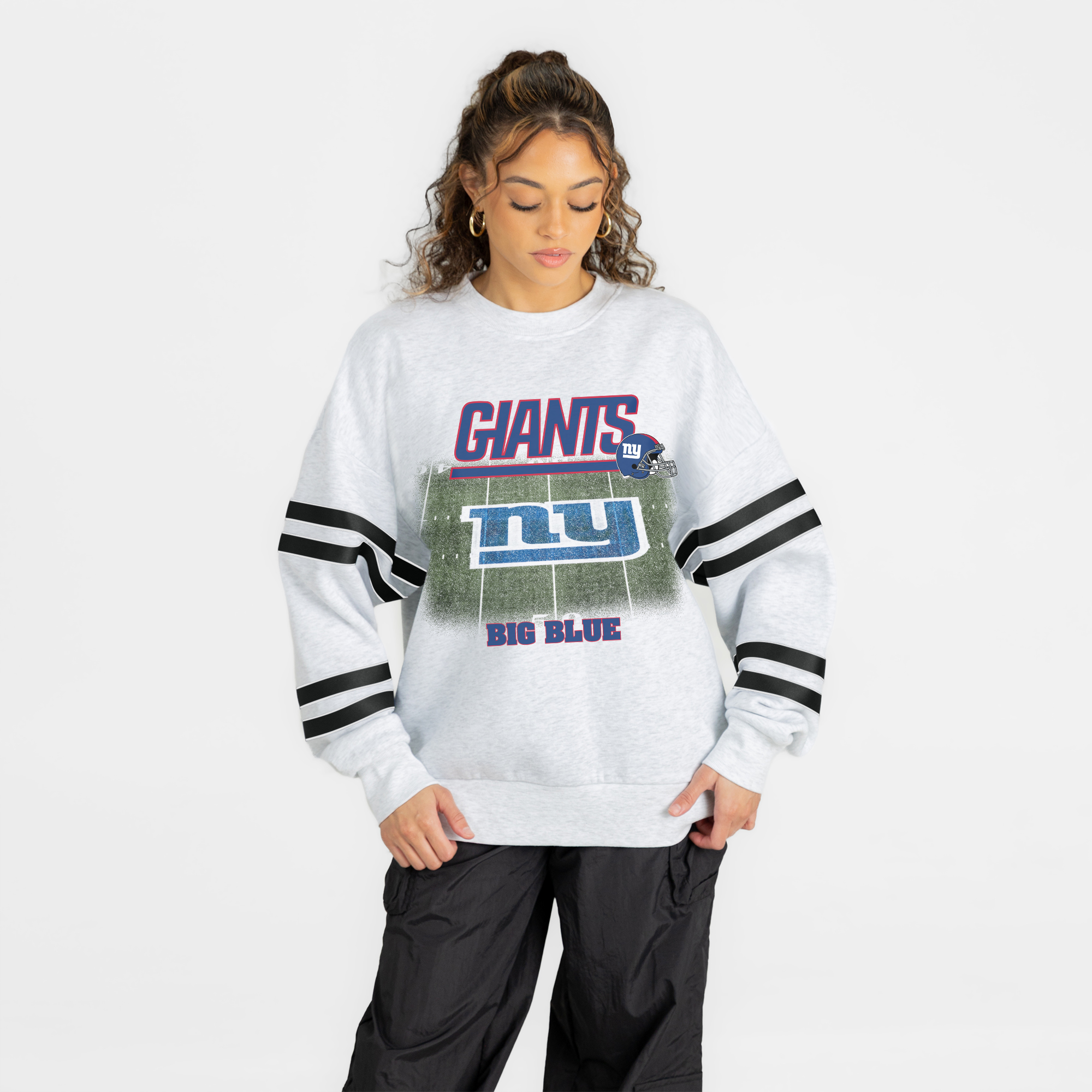 Women's Gameday Couture Ash New York Giants Off the Grid Oversized Fleece Sweatshirt
