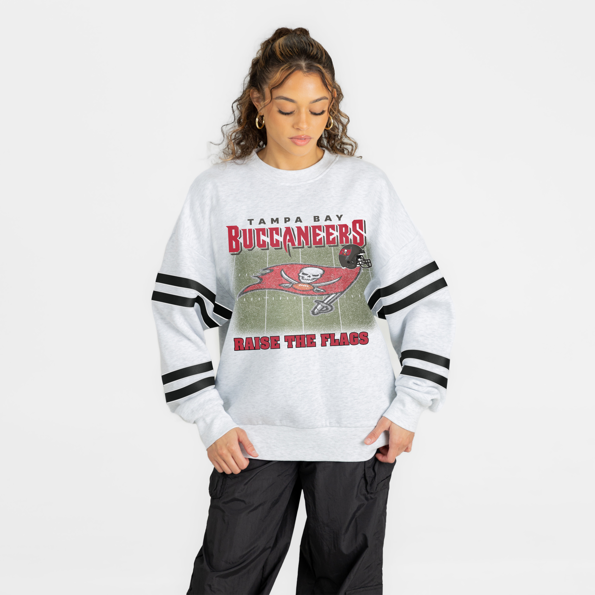Women's Gameday Couture Ash Tampa Bay Buccaneers Off the Grid Oversized Fleece Sweatshirt