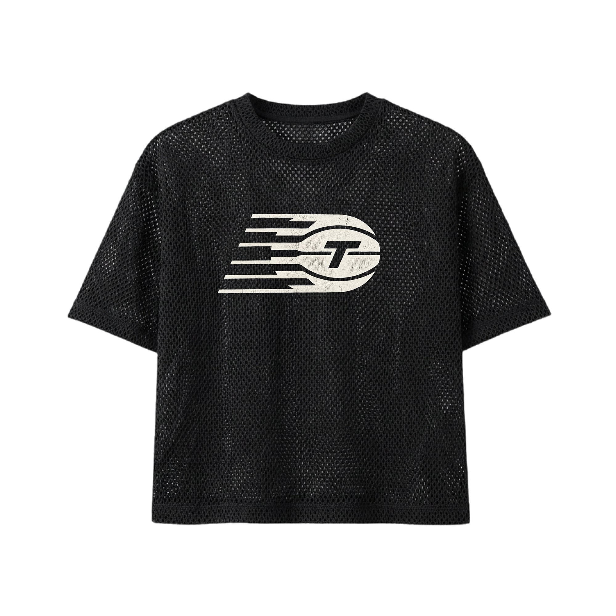 Unisex Peau De Loup  Black Toronto Tempo Mesh Boxy Cropped T-Shirt