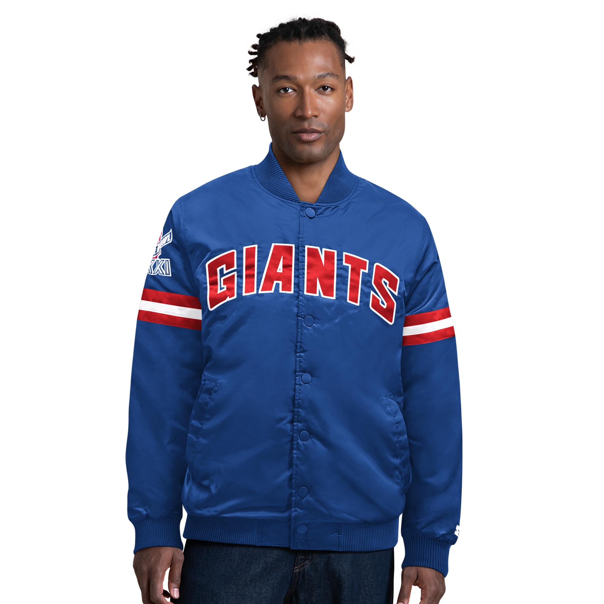 Men's Starter Royal New York Giants Super Bowl XXI Satin Full-Snap Varsity Jacket