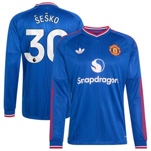 Maillot Extérieur Manchester United adidas Authentic 26/27 - Manches longues avec flocage Šeško 30, vue 2