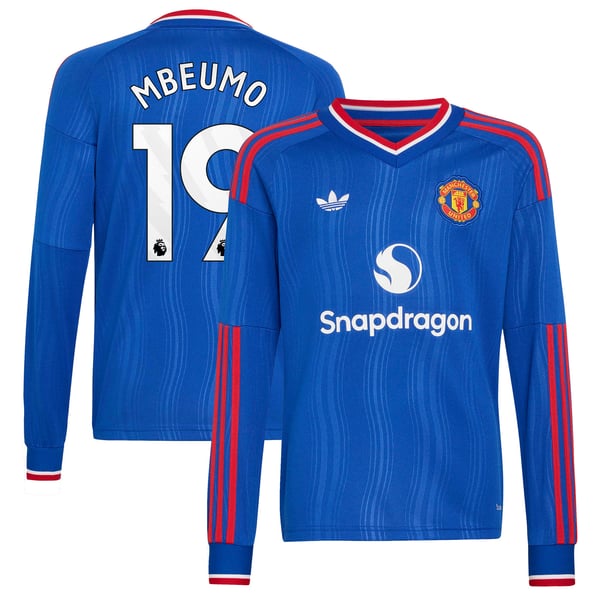 Maillot Extérieur Manchester United adidas 26/27 - Manches longues - Enfant avec flocage Mbeumo 19