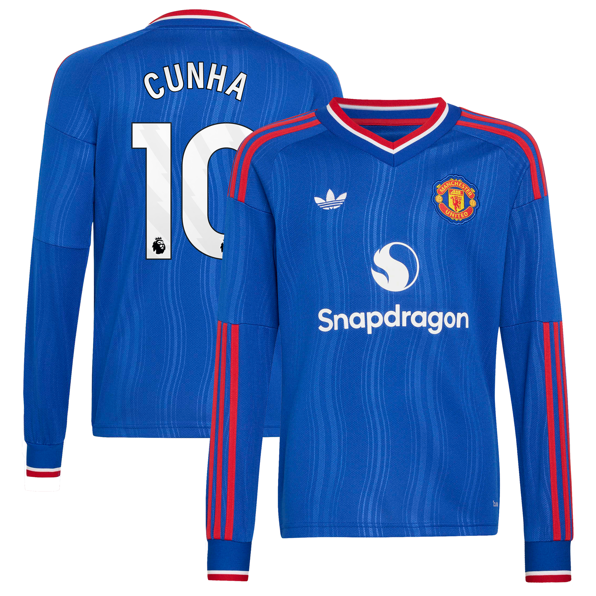 Maillot Extérieur Manchester United adidas 26/27 - Manches longues - Enfant avec flocage Cunha 10