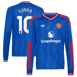 Maillot Extérieur Manchester United adidas 26/27 - Manches longues - Enfant avec flocage Cunha 10, vue 1