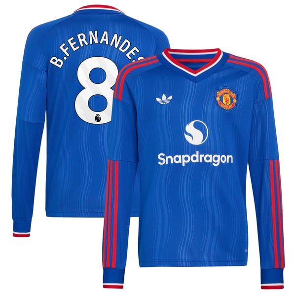 Maillot Extérieur Manchester United adidas 26/27 - Manches longues - Enfant avec flocage B.Fernandes 8