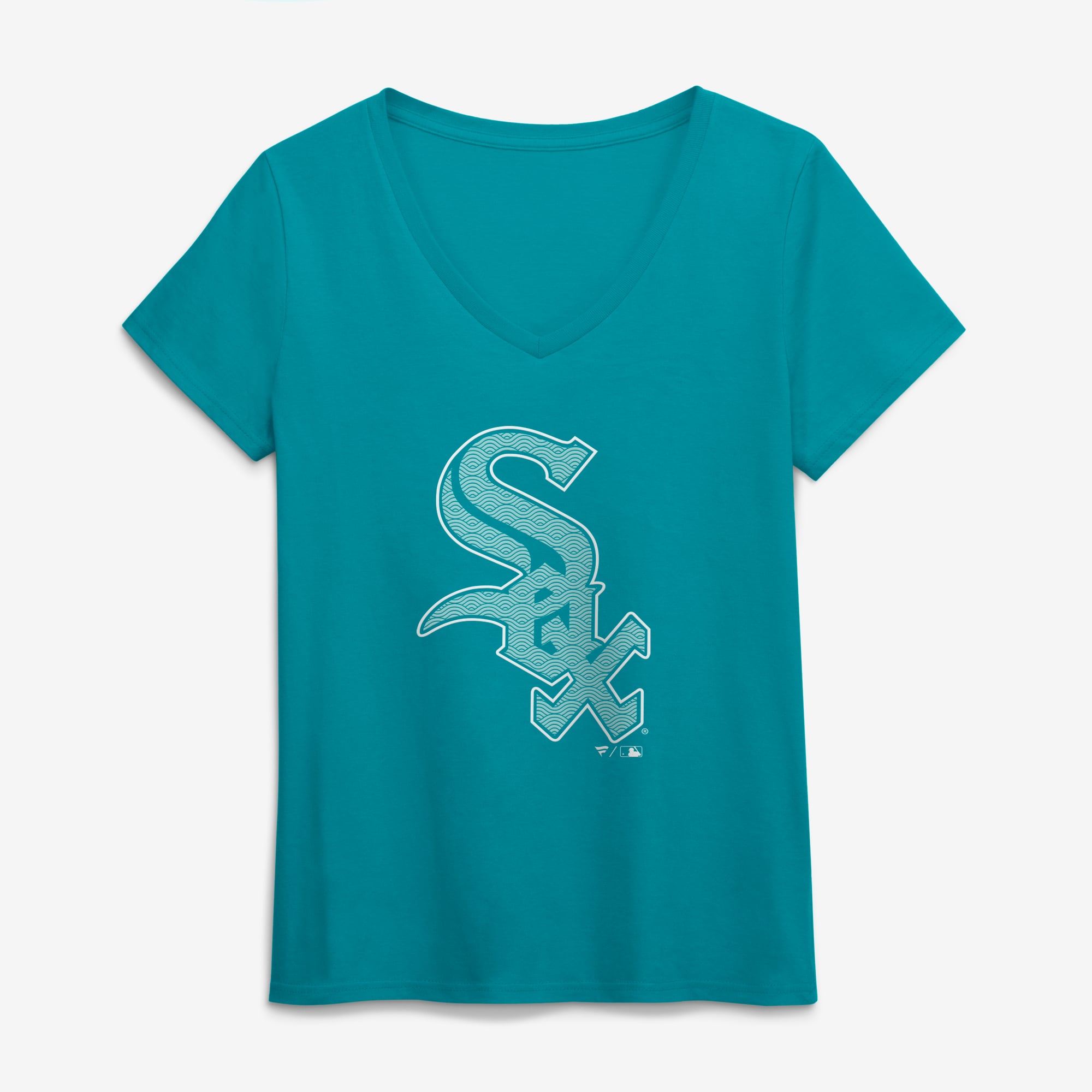 Women's Aqua Chicago White Sox Summer Wave V-Neck T-Shirt