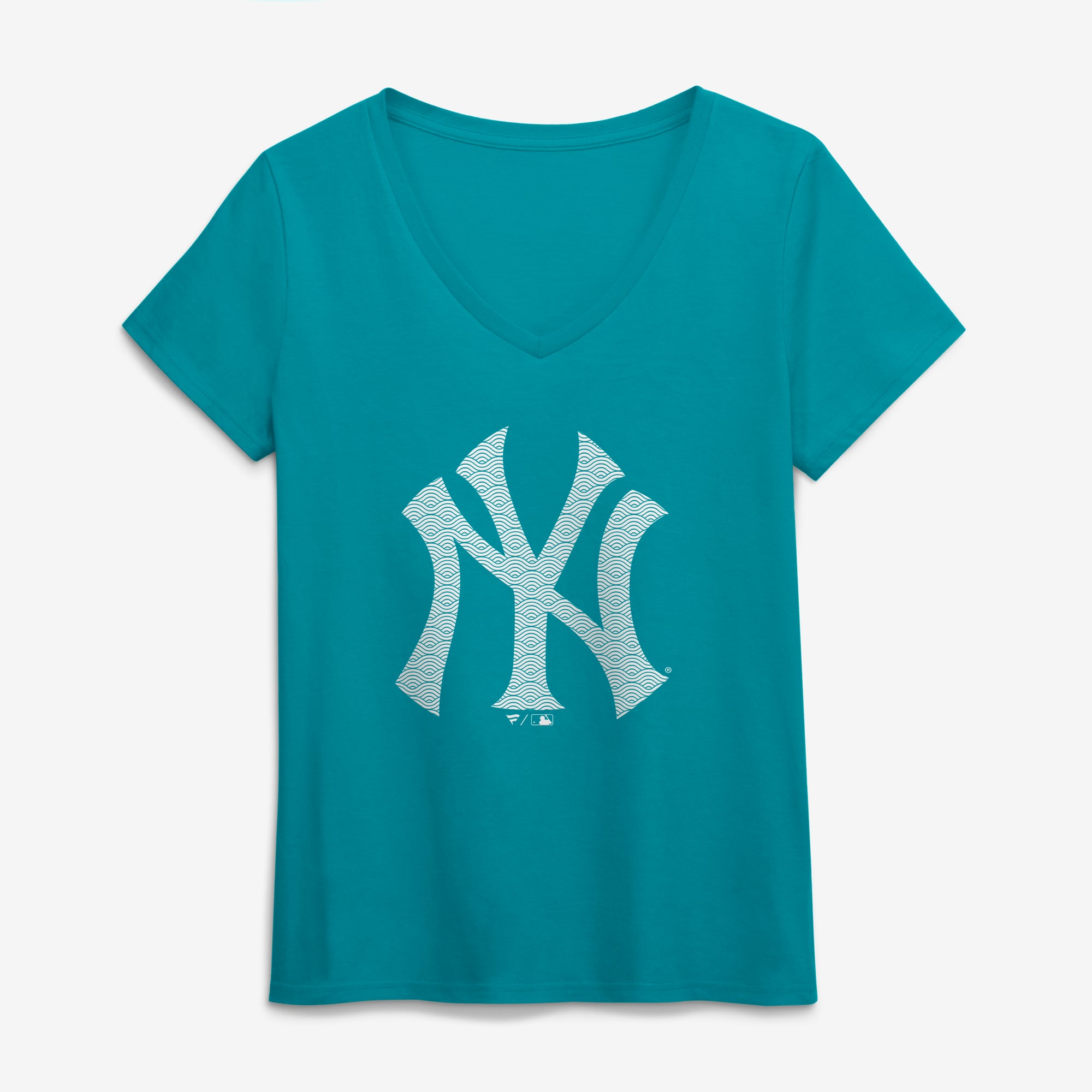 Women's Aqua New York Yankees Summer Wave V-Neck T-Shirt