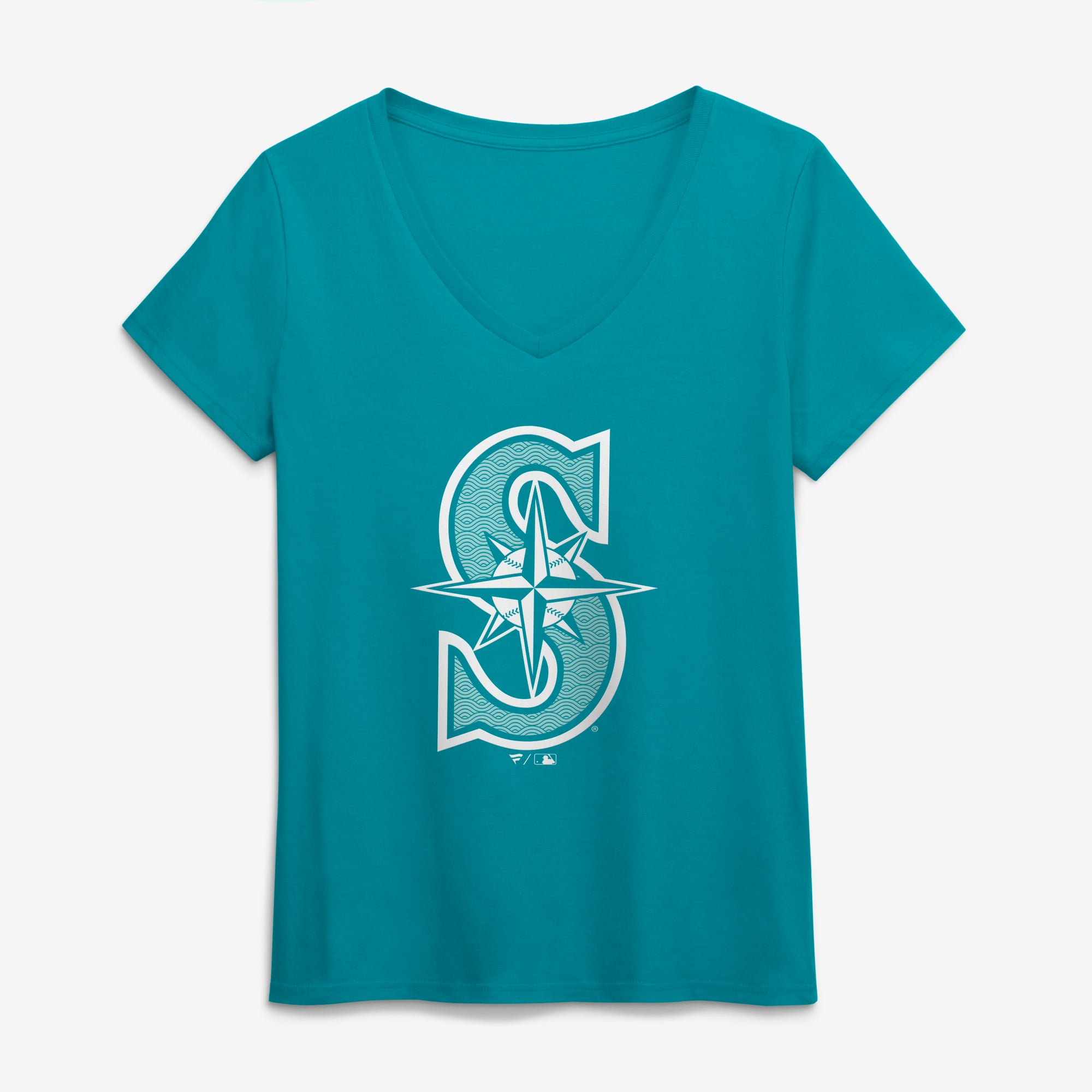 Women's Aqua Seattle Mariners Summer Wave V-Neck T-Shirt