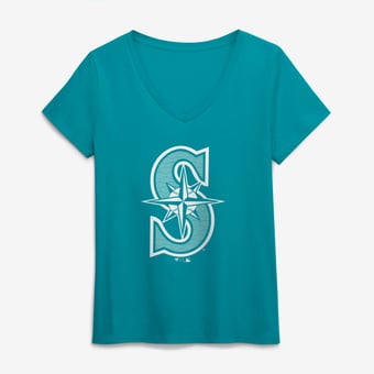 Women's Aqua Seattle Mariners Summer Wave V-Neck T-Shirt