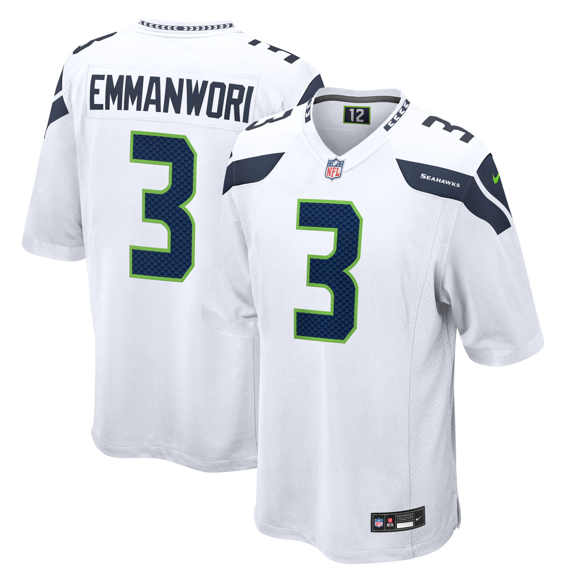 Maglia da trasferta Nike dei Seattle Seahawks - Bianca - Nick Emmanwori - Uomo