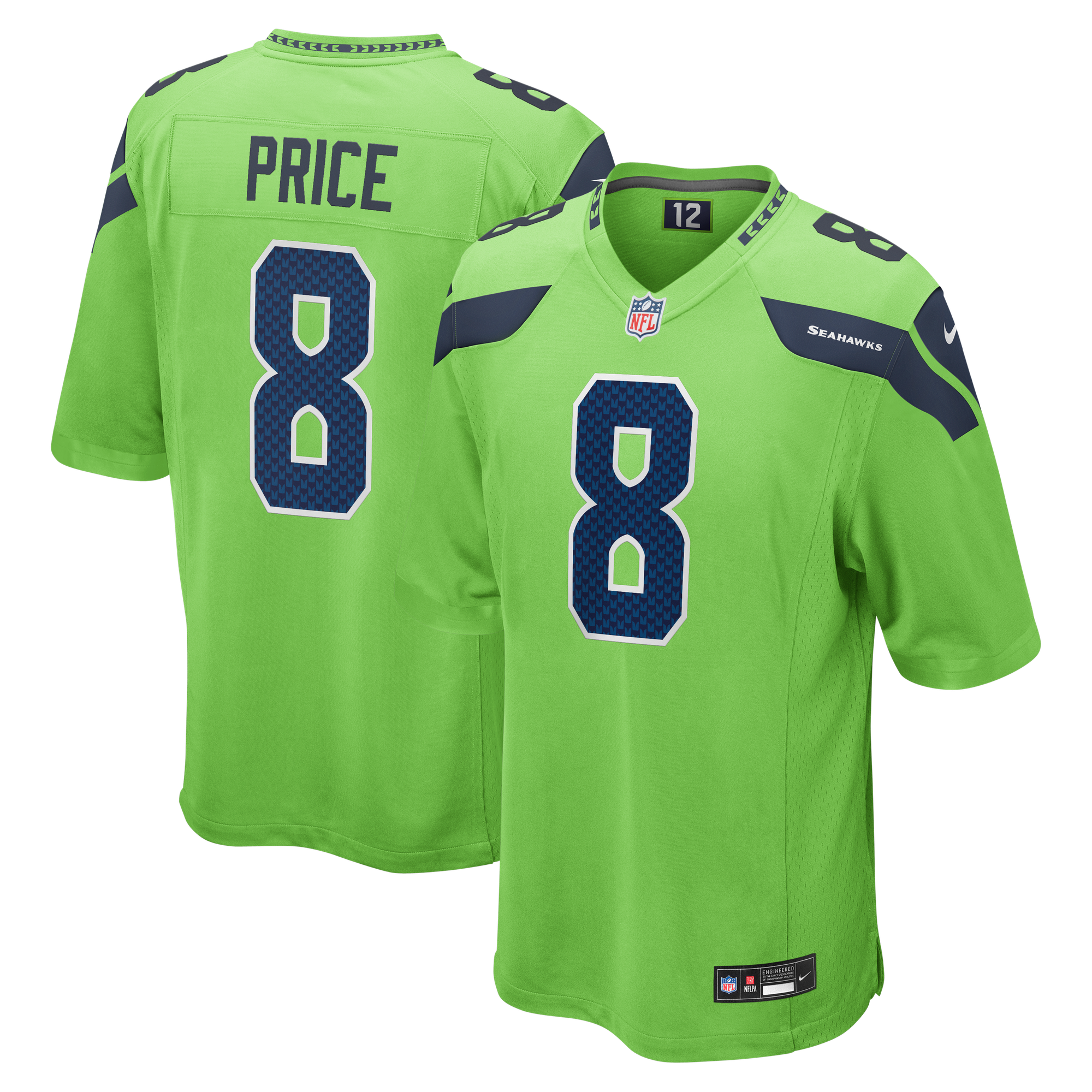 Maglia da gioco alternativa secondaria dei Seattle Seahawks Nike - Verde neon - Jadarian Price - Uomo