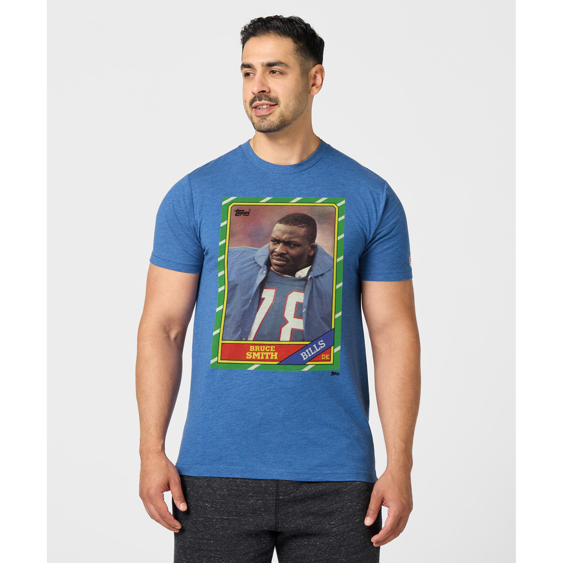 Unisex Homage Bruce Smith Royal Buffalo Bills NFL Topps Trading Card Tri-Blend T-Shirt