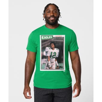 Unisex Homage Randall Cunningham Kelly Green Philadelphia Eagles NFL Topps Trading Card Tri-Blend T-Shirt