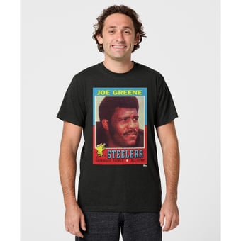 Unisex Homage Joe Greene Charcoal Pittsburgh Steelers NFL Topps Trading Card Tri-Blend T-Shirt