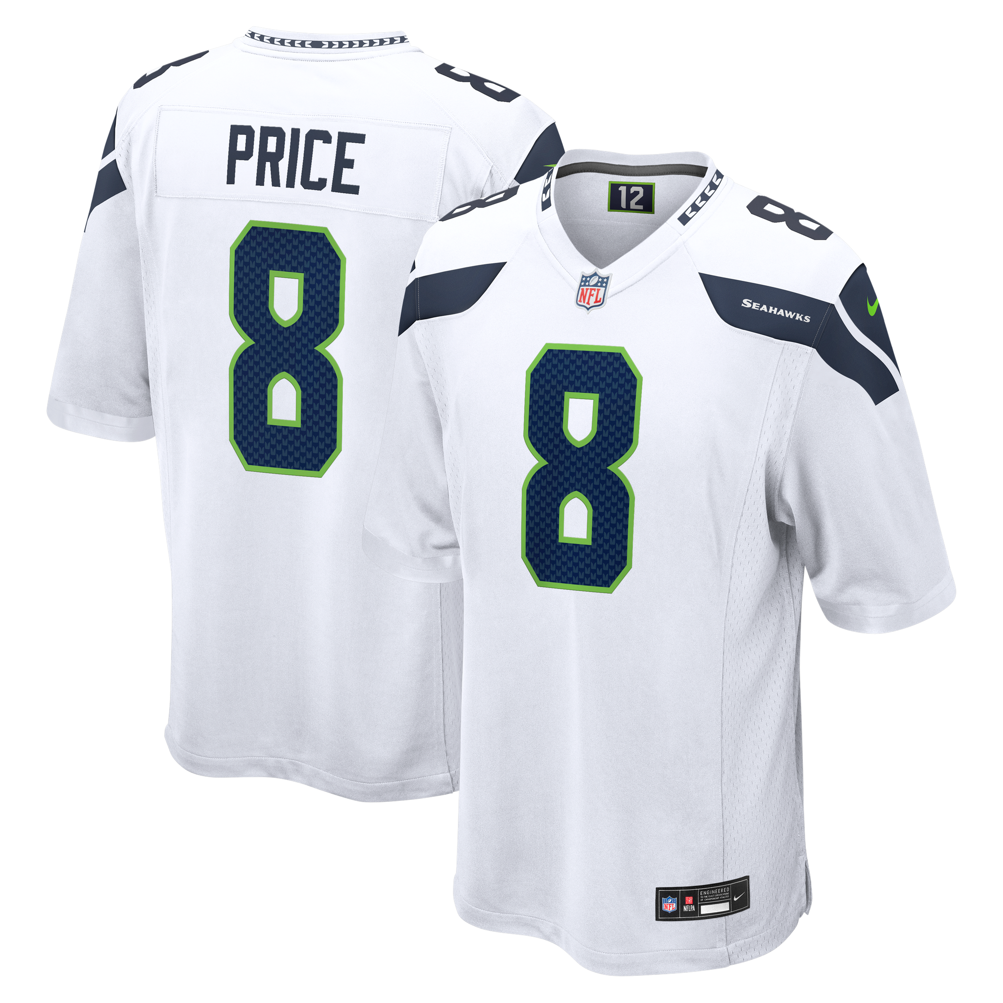 Maglia da trasferta dei Seattle Seahawks - Bianca - Personalizzata - Jadarian Price - Per ragazzi