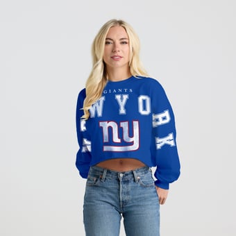 Women's Spirit Jersey Royal New York Giants Cropped Long Sleeve T-Shirt