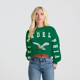 Women's Spirit Jersey Kelly Green Philadelphia Eagles Cropped Long Sleeve T-Shirt