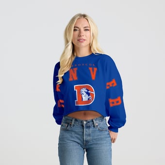 Women's Spirit Jersey Royal Denver Broncos Cropped Long Sleeve T-Shirt