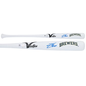 Jackson Chourio Milwaukee Brewers Autographed Victus Team ID Mini Bat