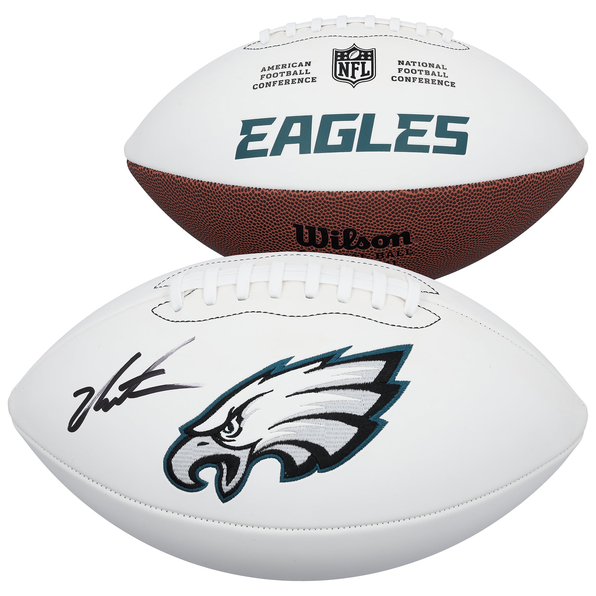 Pallone da football Wilson White autografato da Jalen Carter dei Philadelphia Eagles.