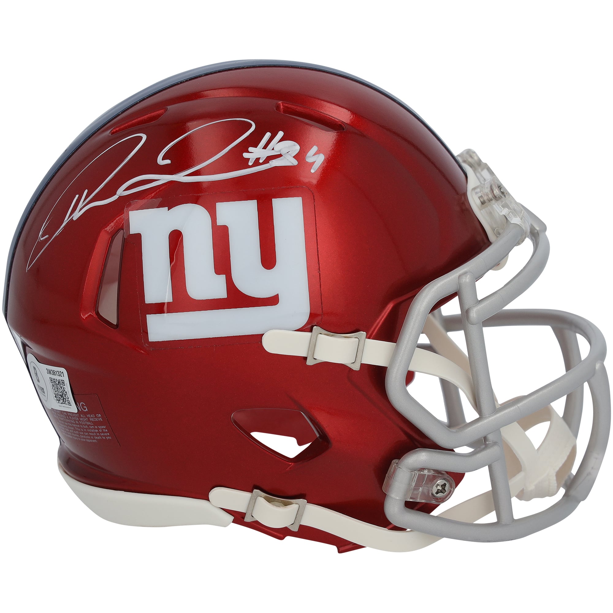 Casco mini Riddell Flash Speed ​​autografato da Theo Johnson dei New York Giants