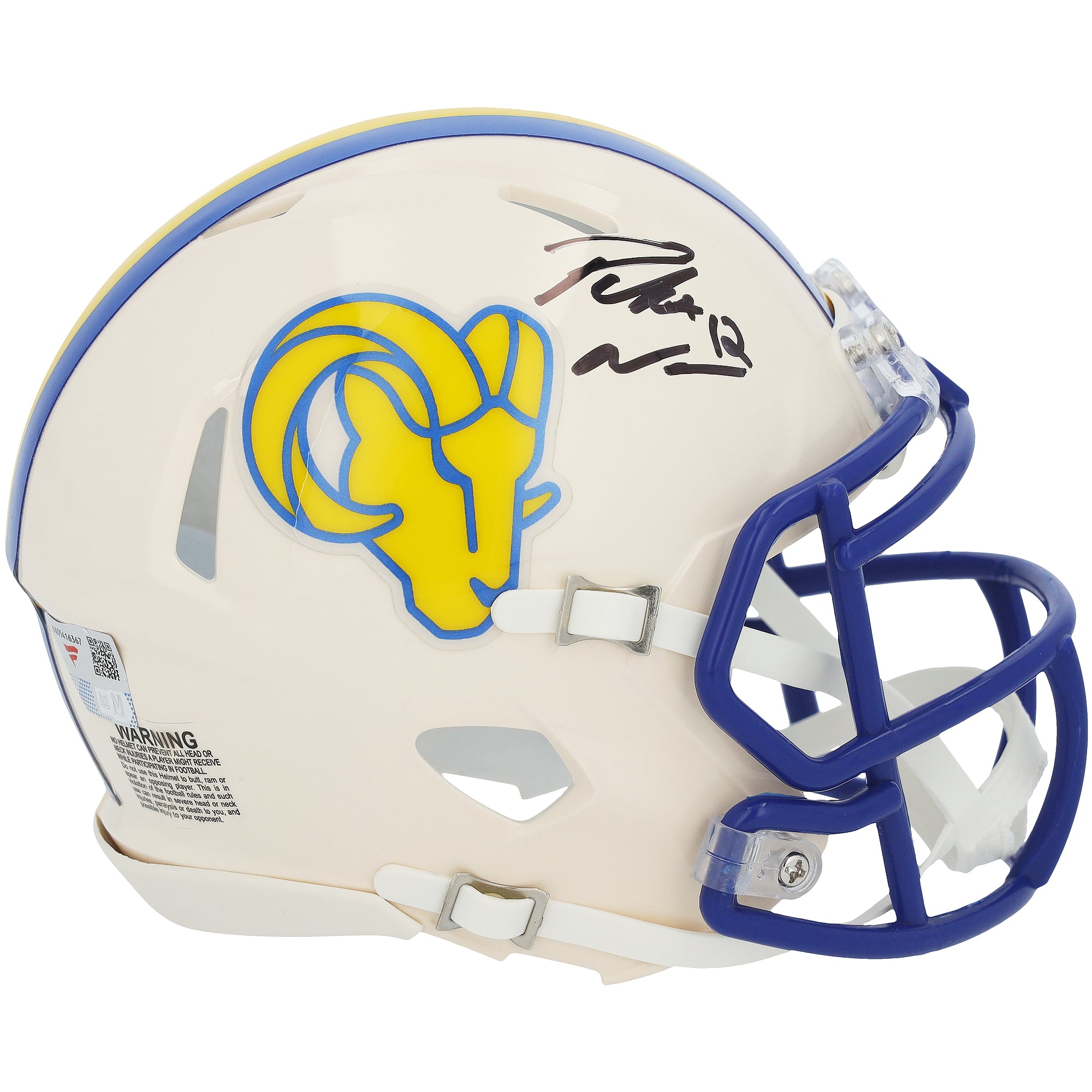 Casco mini Riddell Retro Speed ​​autografato da Puka Nacua dei Los Angeles Rams