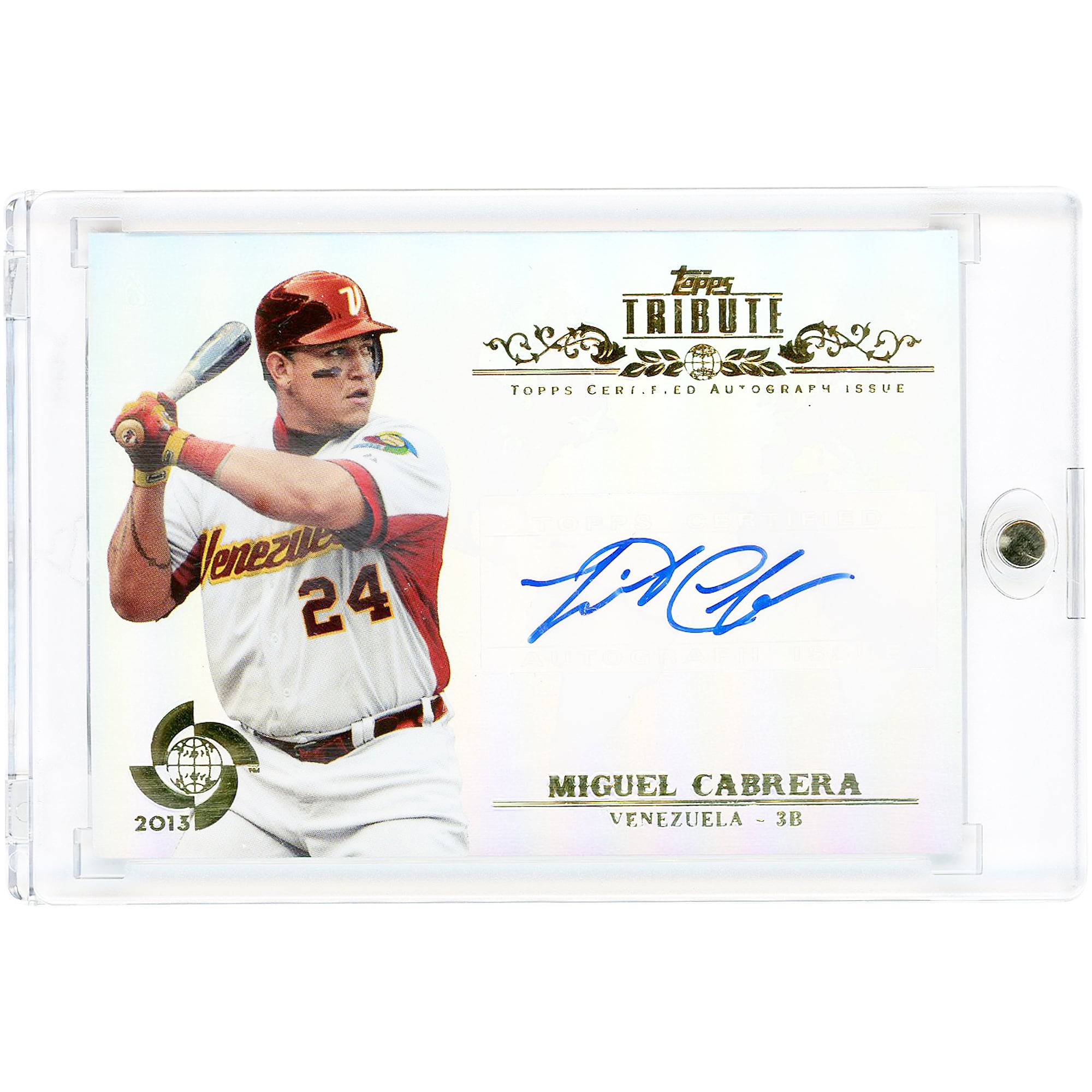 Miguel Cabrera Venezuela Baseball Autographed 2013 Topps Tribute World Baseball Classic #WTA-MC Card