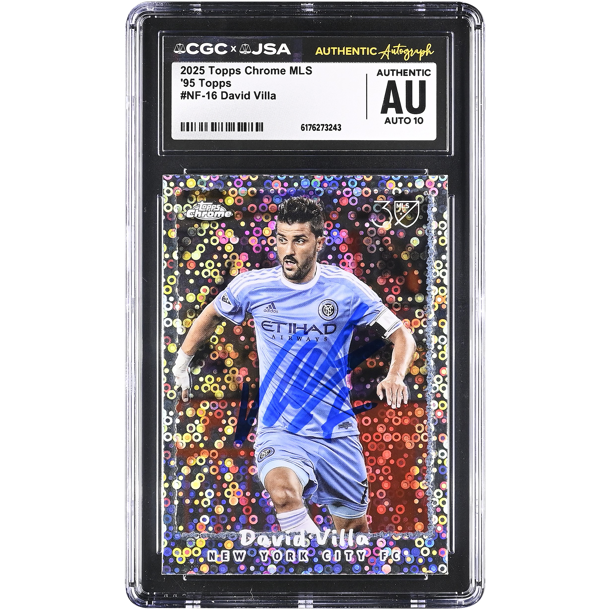David Villa New York City FC Autographed 2025 Topps Chrome MLS #NF-16 CGC Authenticated Auto 10 Card David Villa New York City FC Autographed 2025 Topps Chrome MLS #NF-16 CGC Authenticated Auto 10 Card