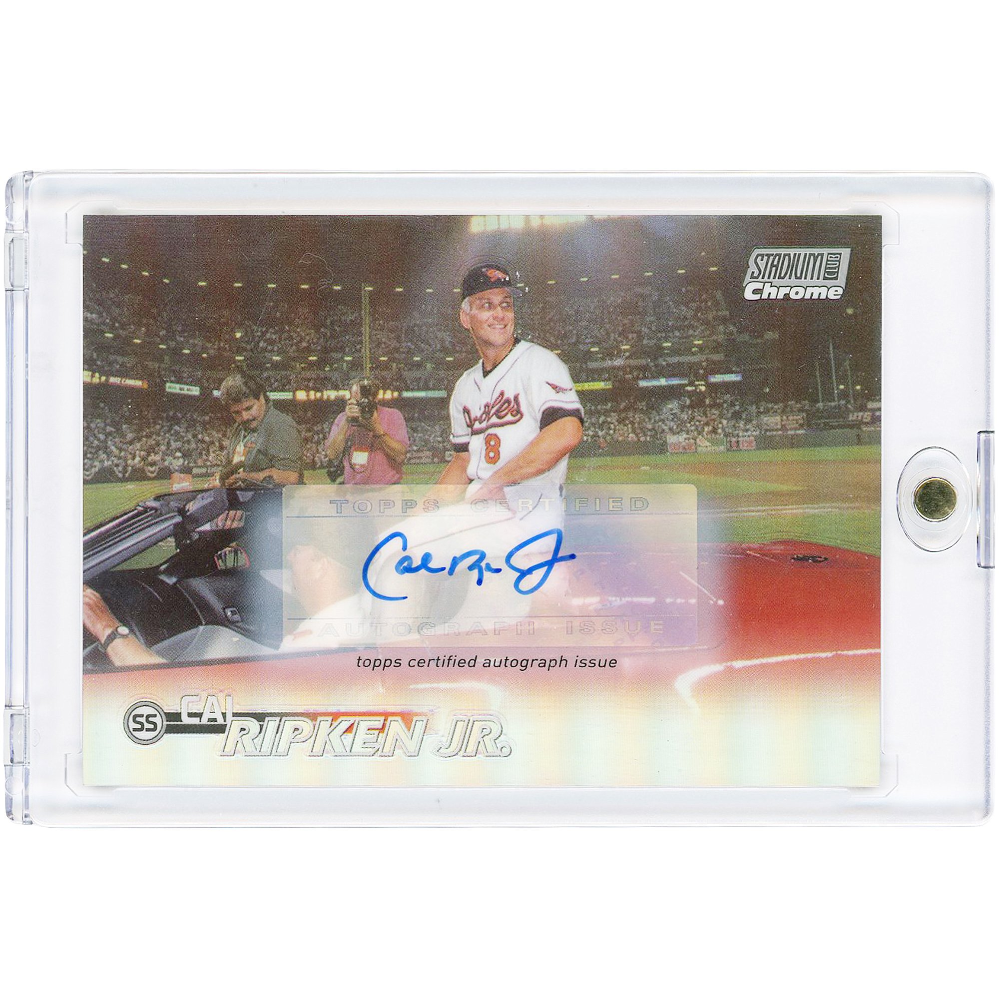 Carta autografata di Cal Ripken Jr. dei Baltimore Orioles, 2023 Topps Stadium Club Chrome Refractor #214 #6/25