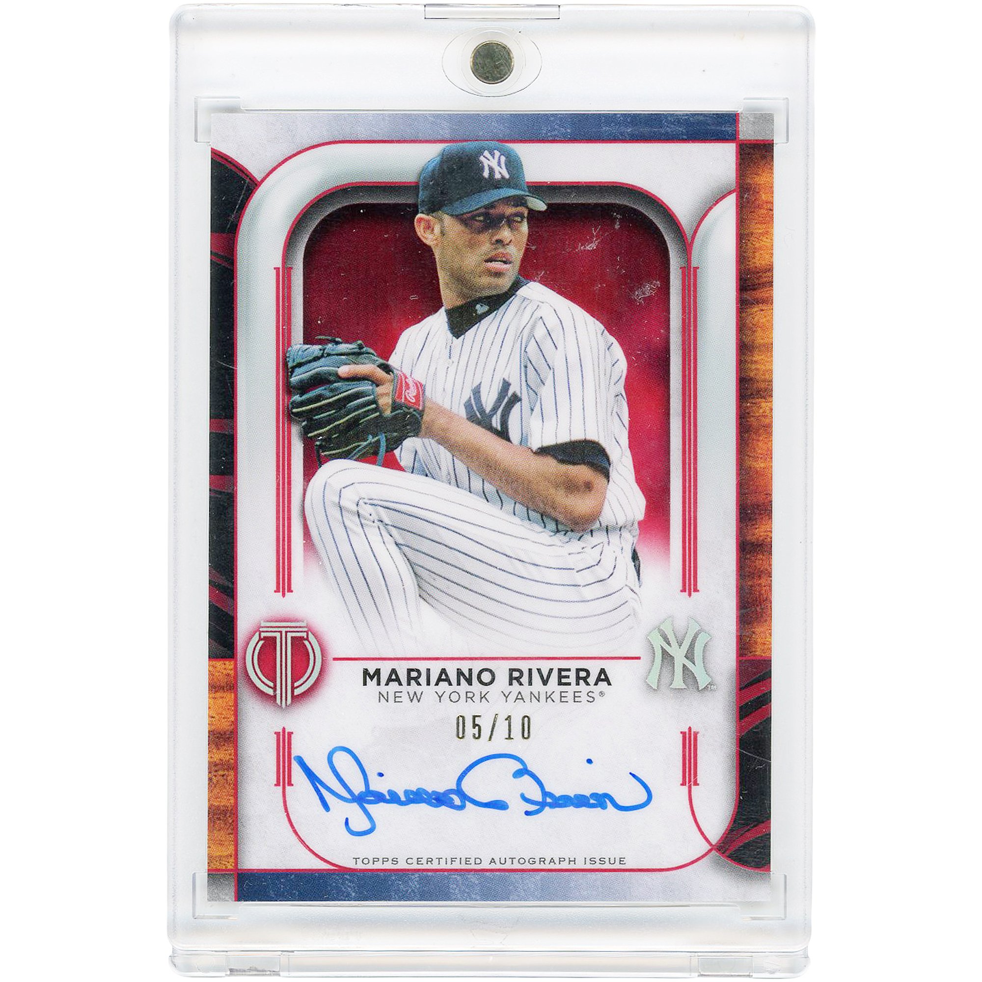 Carta autografata di Mariano Rivera dei New York Yankees, edizione Topps Tribute Red 2022 #TA-MR #5/10