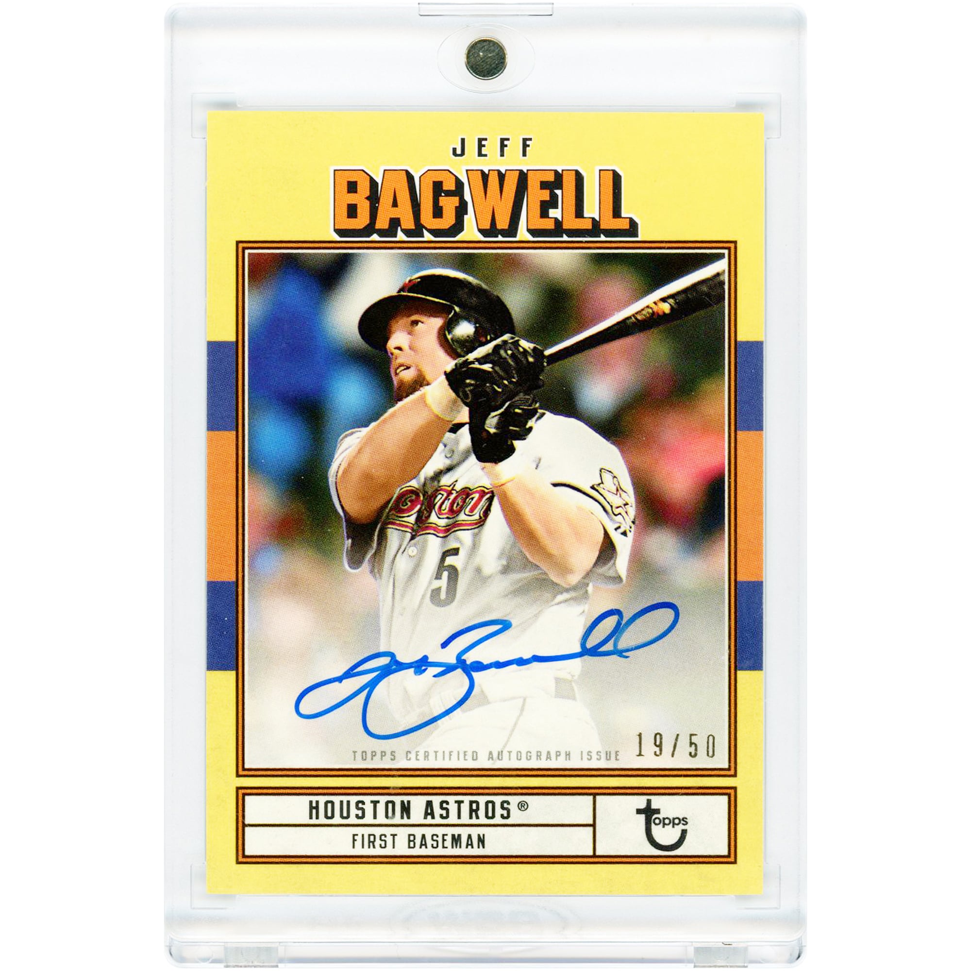 Jeff Bagwell Houston Astros Autographed 2022 Topps Brooklyn Collection Gold Certified #AC-JB #19/50 Card. rookie card picture