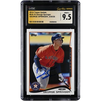 George Springer Houston Astros Autographed 2014 Topps Update #US-10 CGC Authenticated MINT+ 9.5 Rookie Card