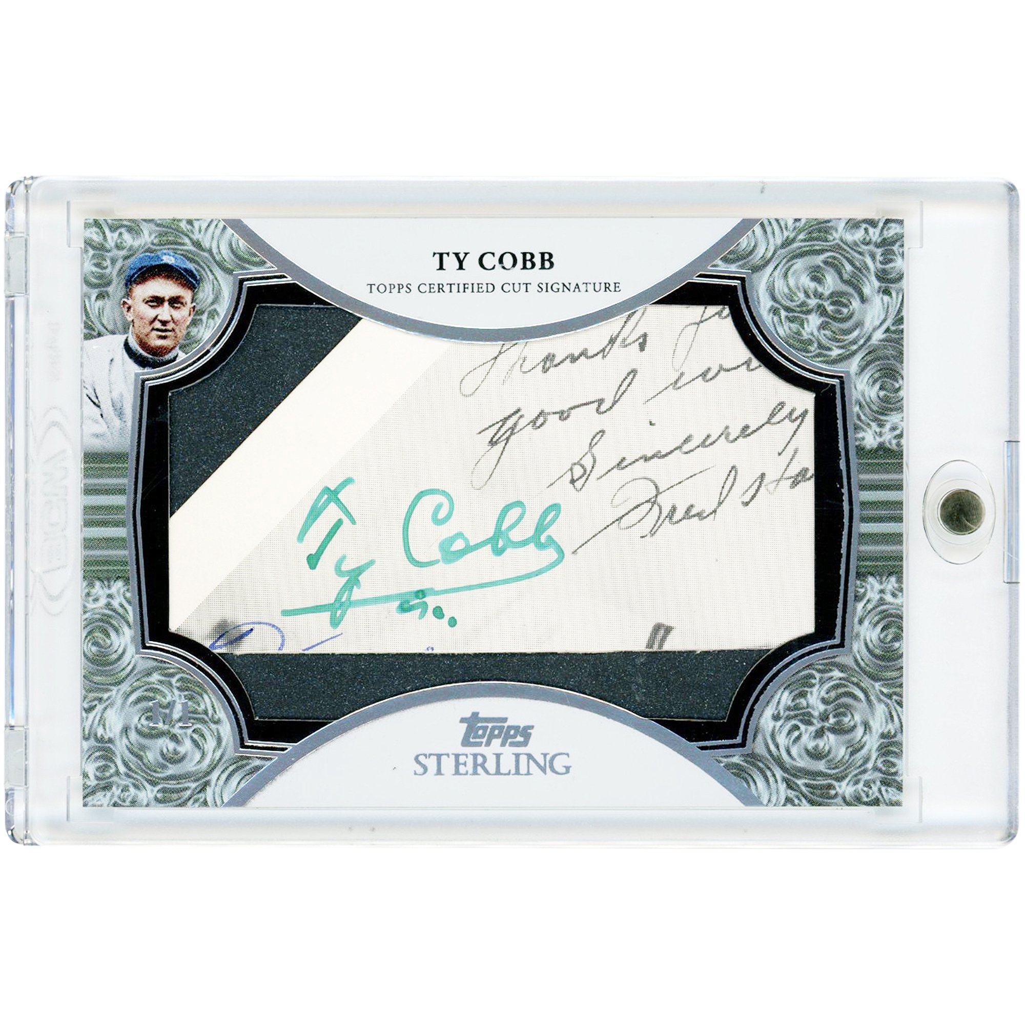Carta autografata di Ty Cobb dei Detroit Tigers, edizione Topps Sterling Cut Signatures 2023 #CS-TC #1/1