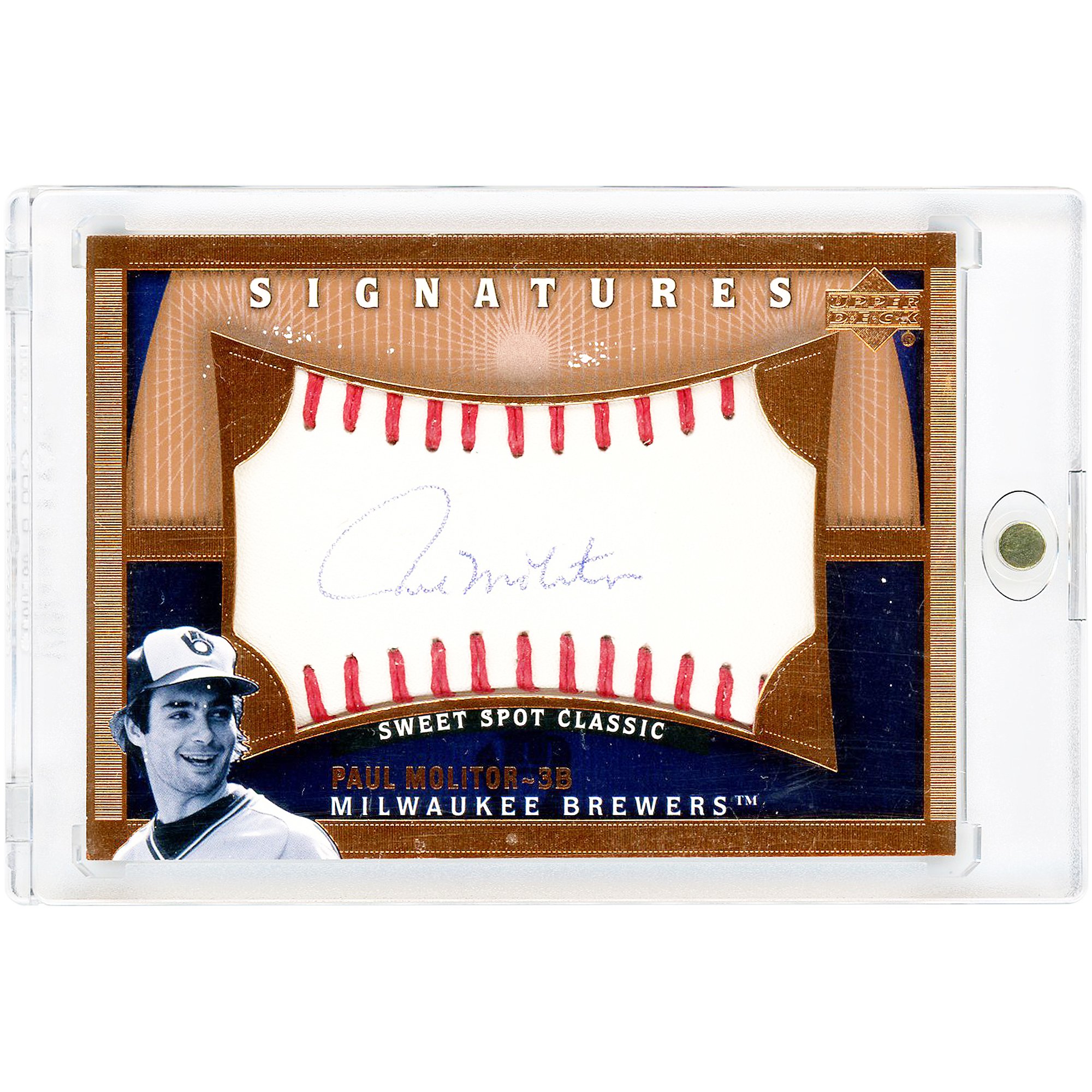 Carta autografata di Paul Molitor dei Milwaukee Brewers, edizione 2005 Upper Deck Sweet Spot Bronze #PM